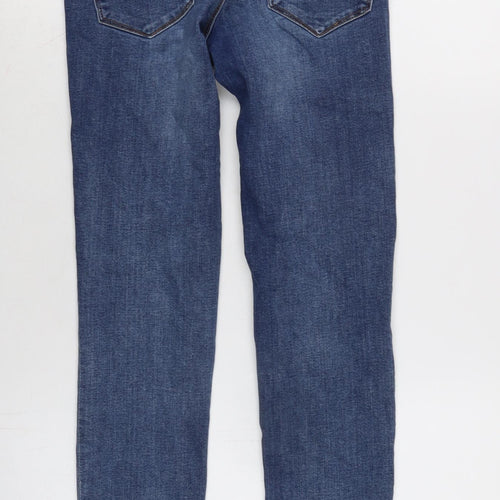 New Look Womens Blue Cotton Blend Tapered Jeans Size 10 L29 in Regular Zip