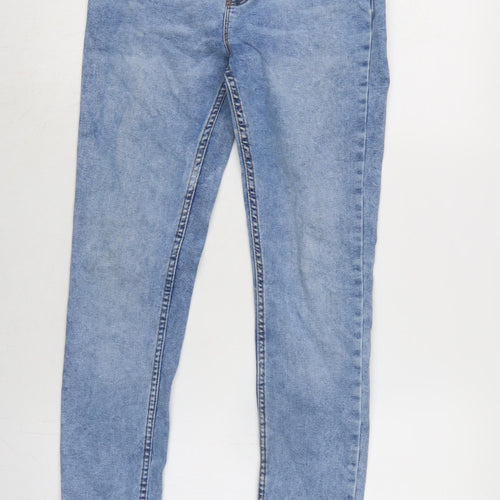 Denim & Co. Girls Blue Cotton Skinny Jeans Size 11-12 Years L27.5 in Regular Zip