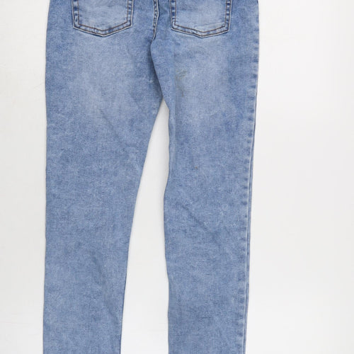 Denim & Co. Girls Blue Cotton Skinny Jeans Size 11-12 Years L27.5 in Regular Zip