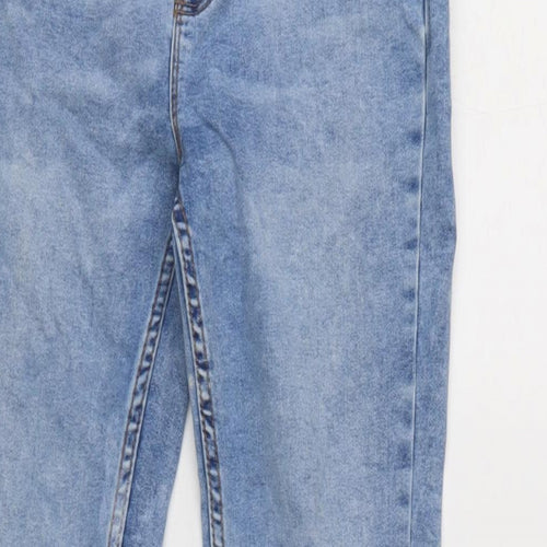 Denim & Co. Girls Blue Cotton Skinny Jeans Size 11-12 Years L27.5 in Regular Zip