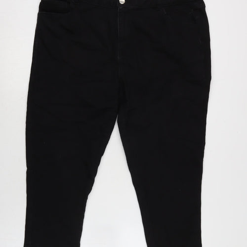 Dorothy Perkins Womens Black Cotton Blend Cropped Jeans Size 18 L22 in Regular Zip