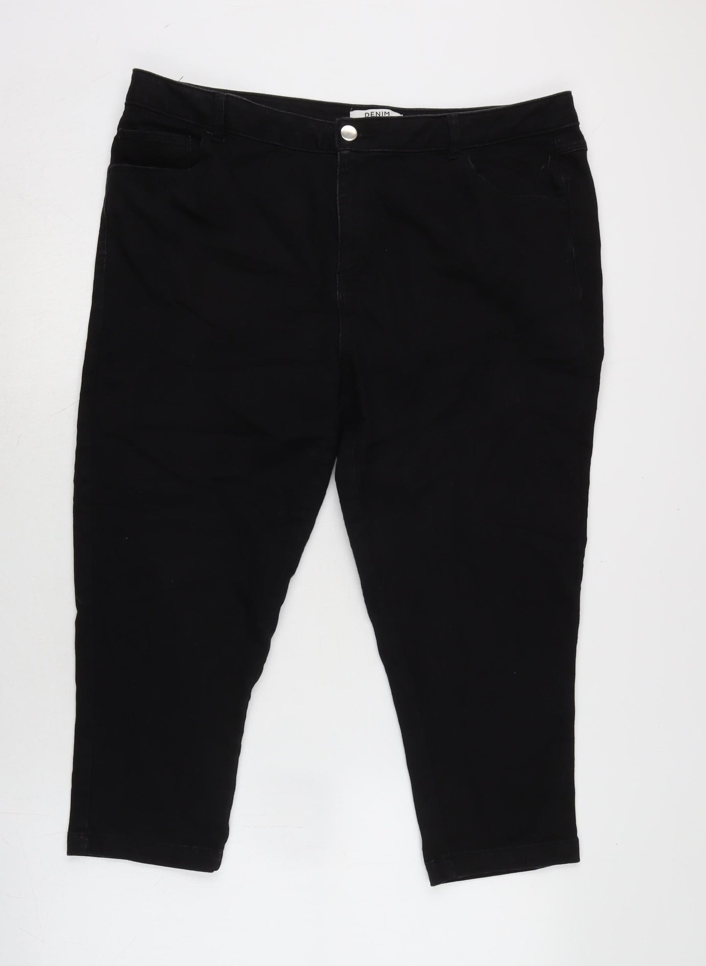 Dorothy Perkins Womens Black Cotton Blend Cropped Jeans Size 18 L22 in Regular Zip