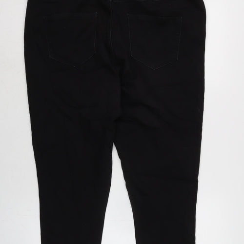 Dorothy Perkins Womens Black Cotton Blend Cropped Jeans Size 18 L22 in Regular Zip