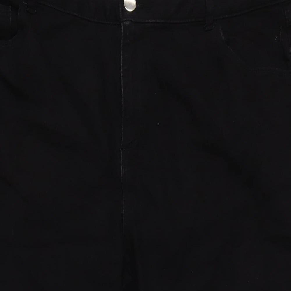 Dorothy Perkins Womens Black Cotton Blend Cropped Jeans Size 18 L22 in Regular Zip