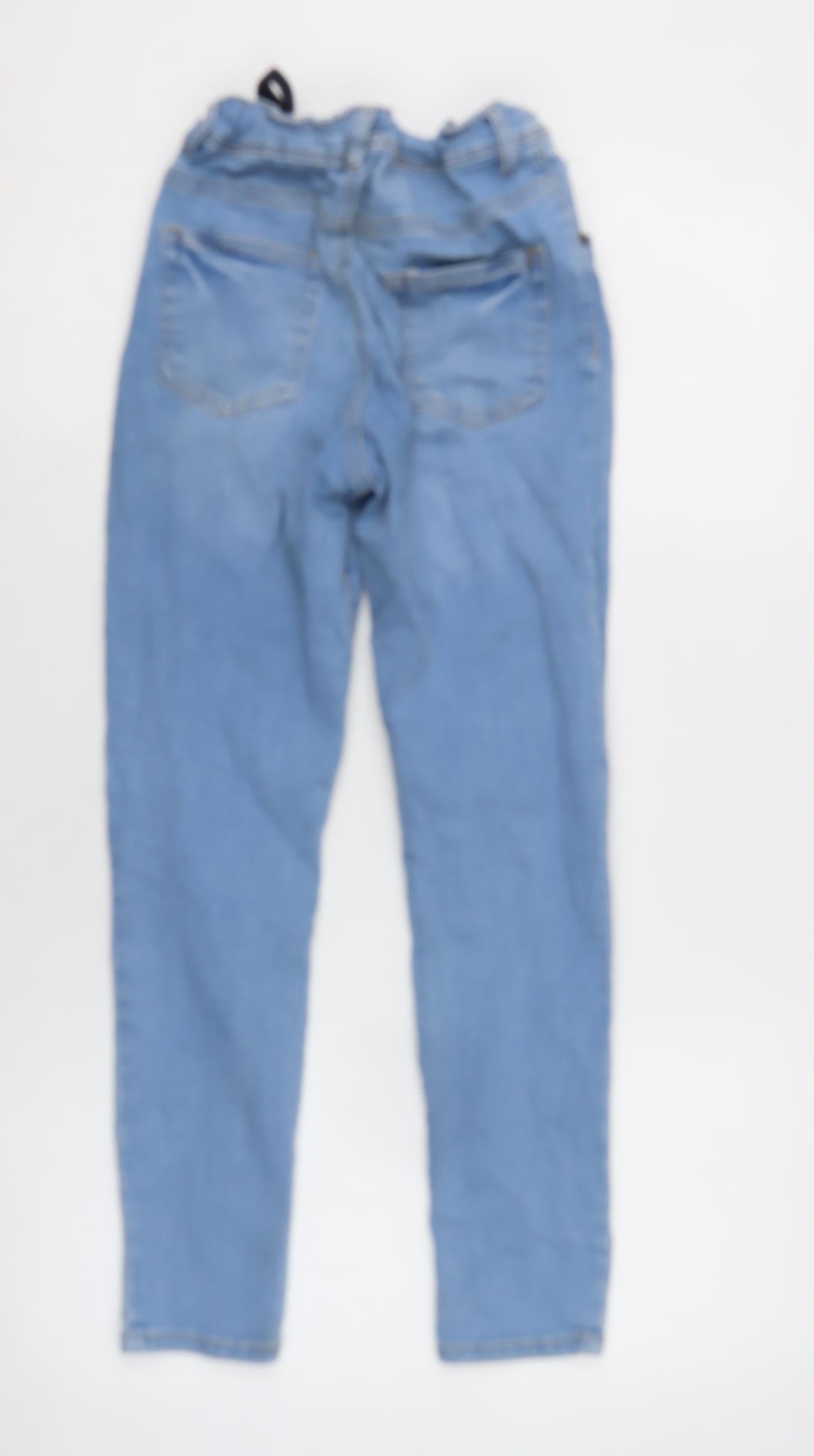 Denim & Co. Girls Blue Cotton Skinny Jeans Size 10-11 Years L24.5 in Regular Zip