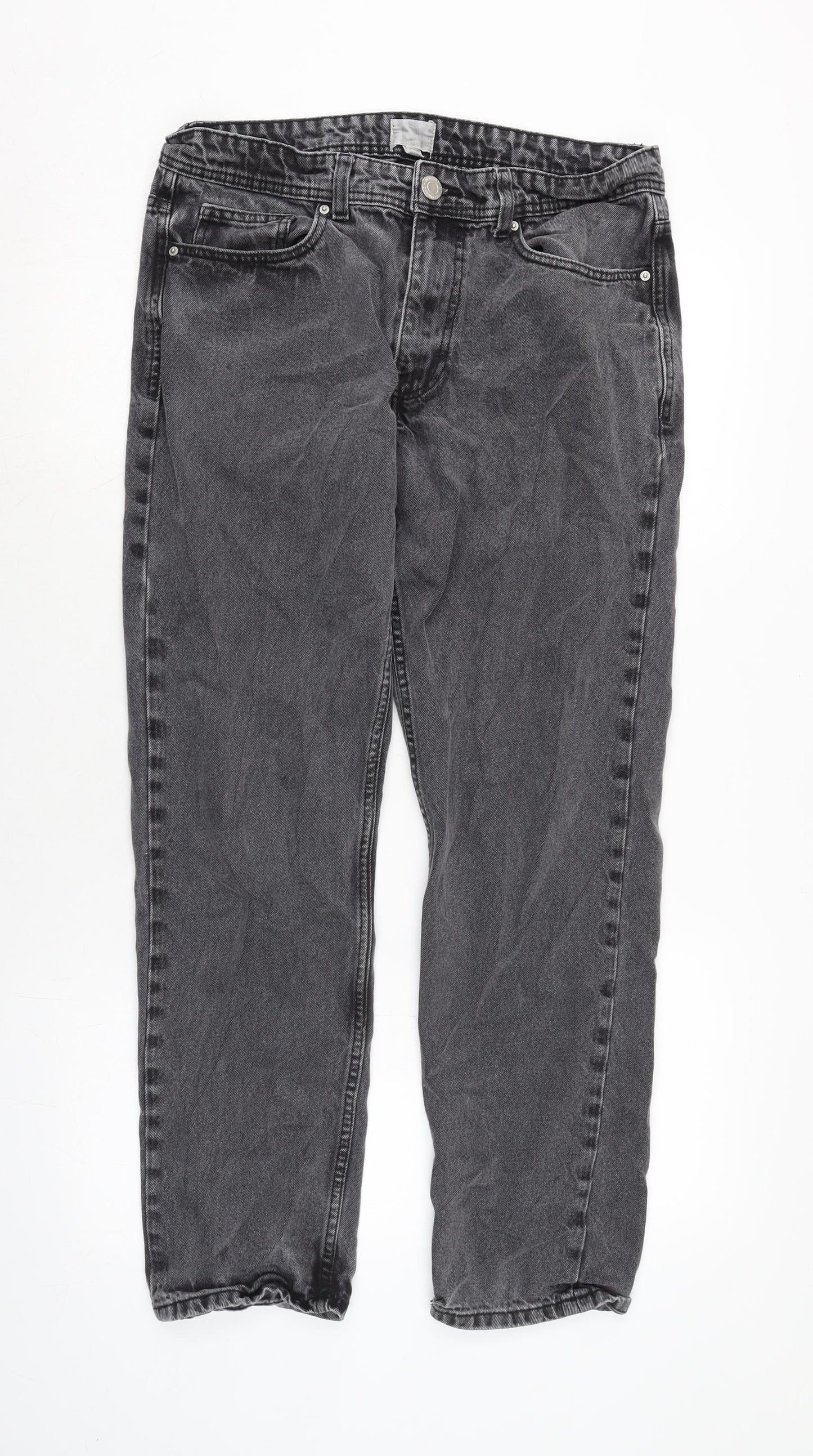 Just Organic Mens Grey Cotton Blend Straight Jeans Size 32 in L30 in Regular Zip