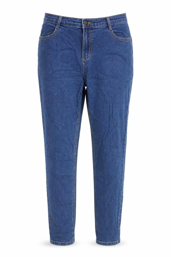 Marks and Spencer Womens Blue Cotton Blend Straight Jeans Size 14 L30 in Regular Zip