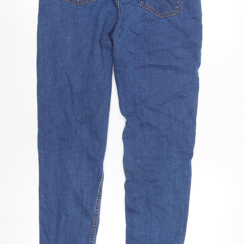 Marks and Spencer Womens Blue Cotton Blend Straight Jeans Size 14 L30 in Regular Zip