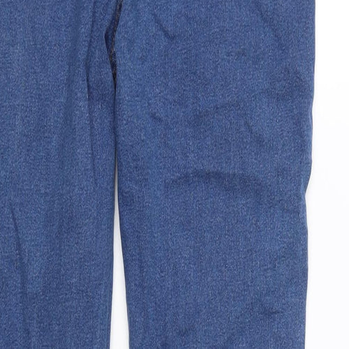 Marks and Spencer Womens Blue Cotton Blend Straight Jeans Size 14 L30 in Regular Zip