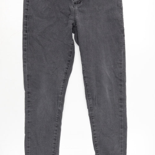 Topshop Womens Grey Cotton Blend Straight Jeans Size 26 in L28 in Regular Zip