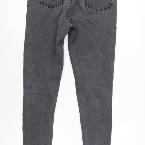 Topshop Womens Grey Cotton Blend Straight Jeans Size 26 in L28 in Regular Zip