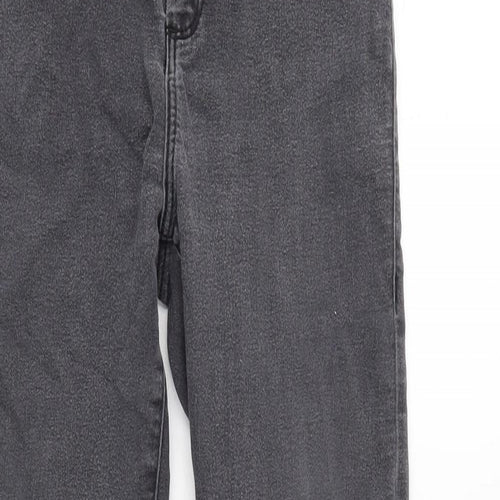 Topshop Womens Grey Cotton Blend Straight Jeans Size 26 in L28 in Regular Zip