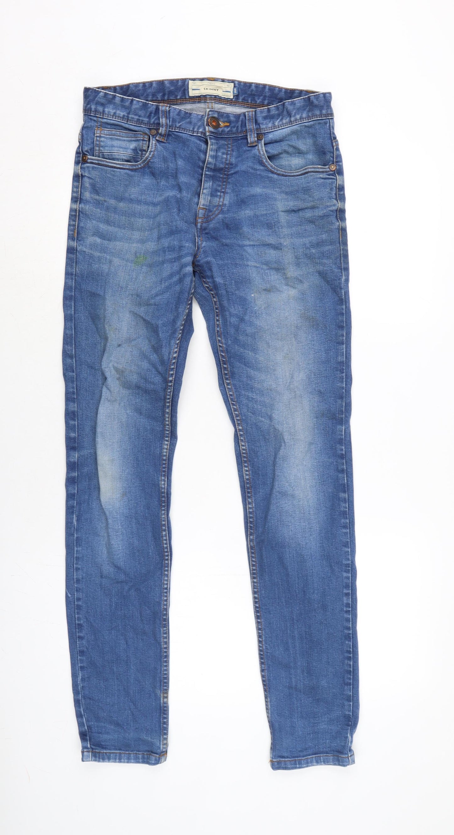 NEXT Womens Blue Cotton Blend Skinny Jeans Size 30 in L31 in Regular Button