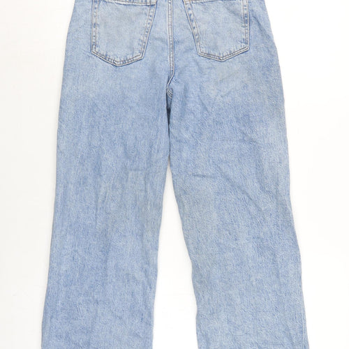 H&M Womens Blue Cotton Blend Wide-Leg Jeans Size 24 in L26 in Regular Zip