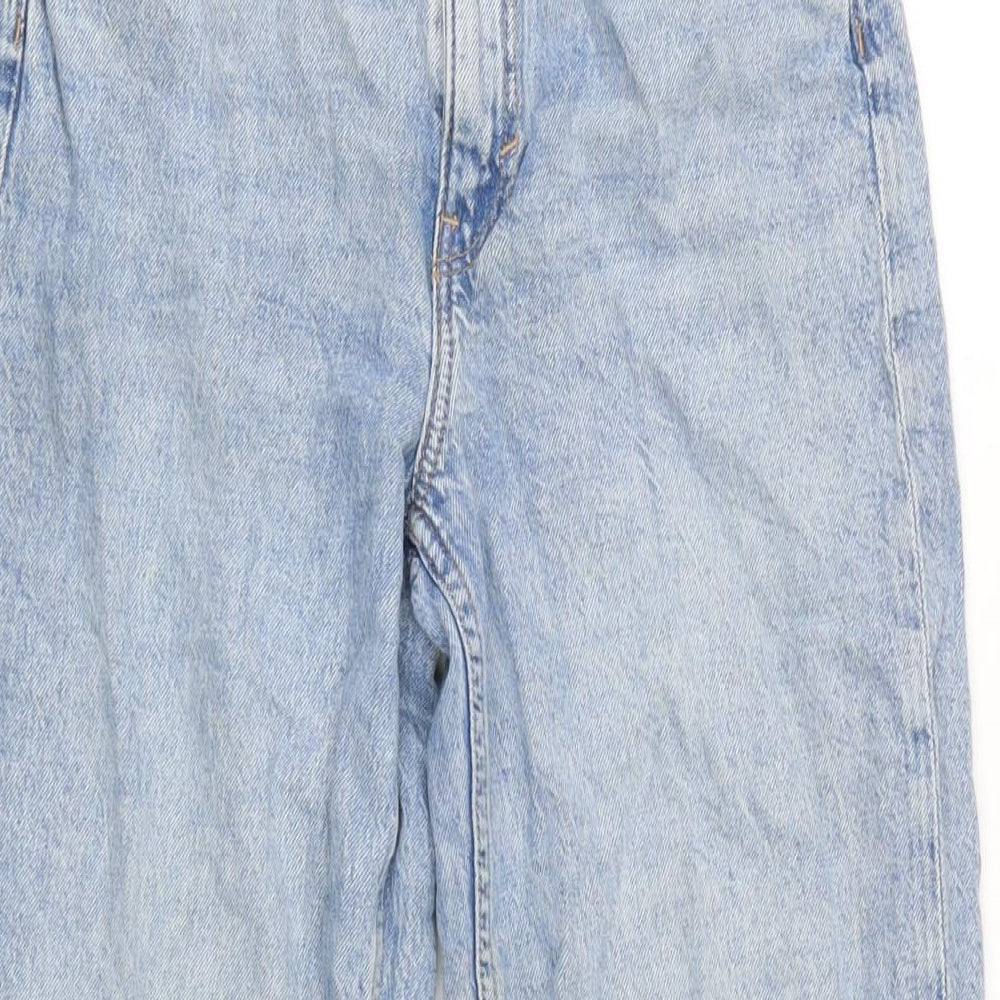 H&M Womens Blue Cotton Blend Wide-Leg Jeans Size 24 in L26 in Regular Zip