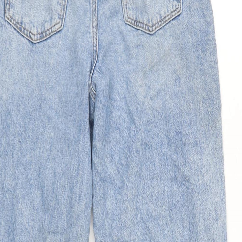 H&M Womens Blue Cotton Blend Wide-Leg Jeans Size 24 in L26 in Regular Zip