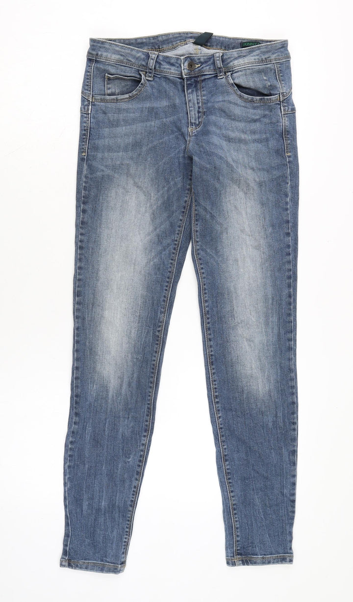 Benetton Womens Blue Cotton Blend Skinny Jeans Size 23 in L28 in Regular Zip