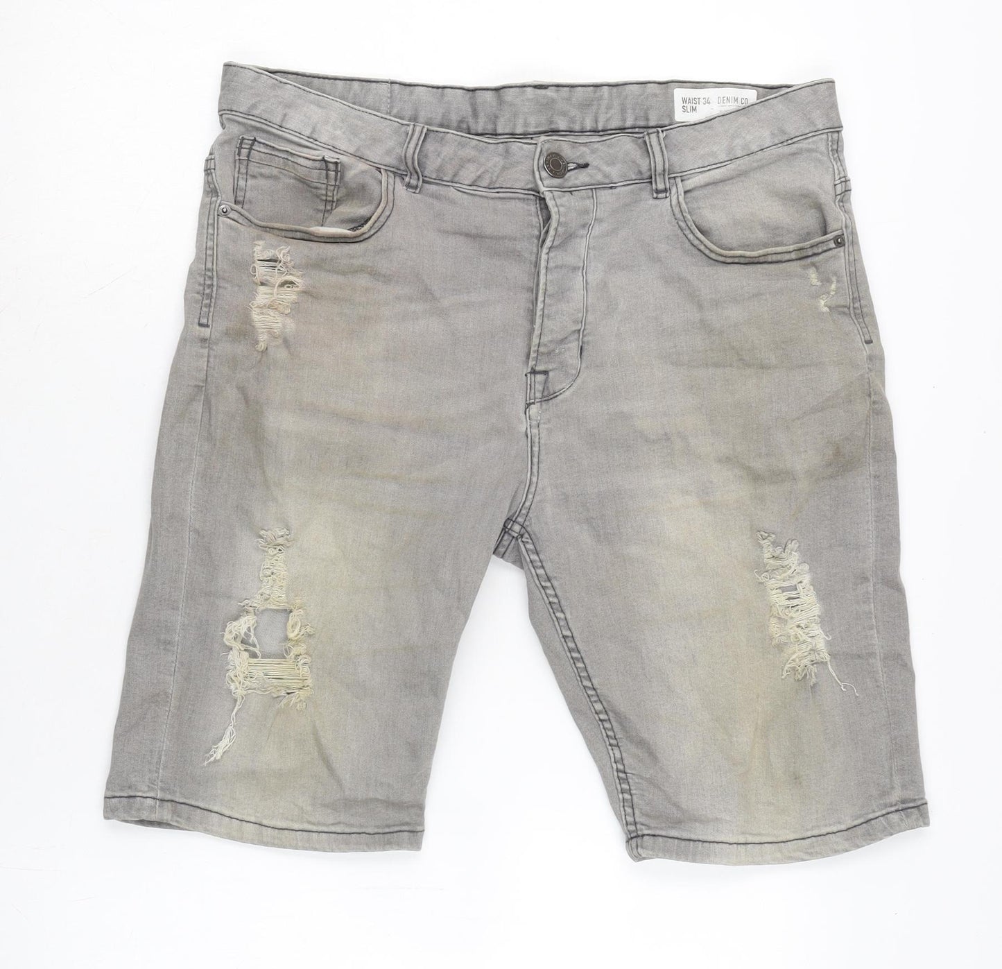 Denim & Co. Mens Grey Cotton Bermuda Shorts Size 34 in L10 in Regular Zip