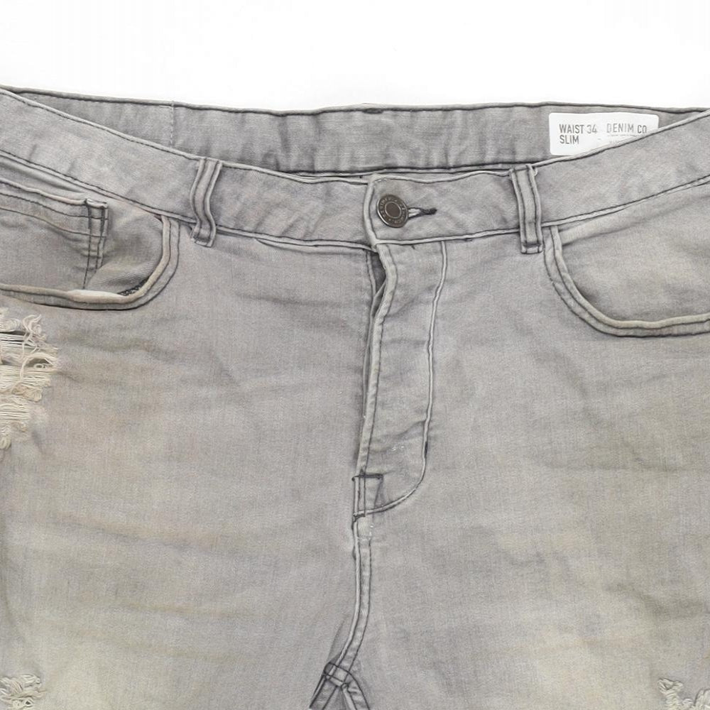 Denim & Co. Mens Grey Cotton Bermuda Shorts Size 34 in L10 in Regular Zip