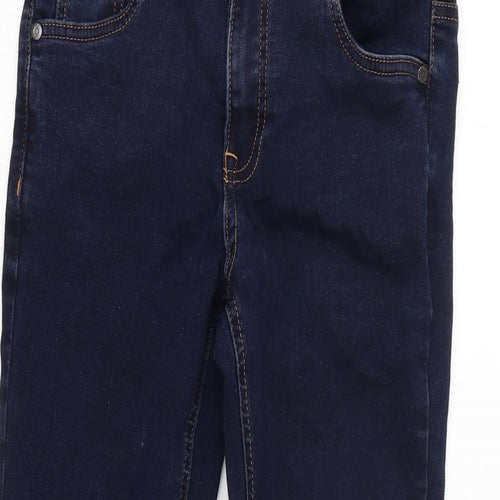 Bllue Zoo Girls Blue Cotton Tapered Jeans Size 10 Years L24.5 in Regular Zip