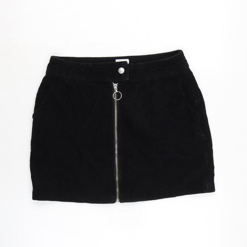 BDG Womens Black Cotton A-Line Skirt Size M Zip