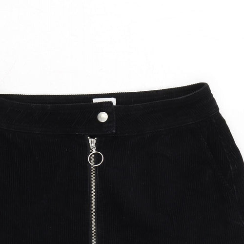 BDG Womens Black Cotton A-Line Skirt Size M Zip