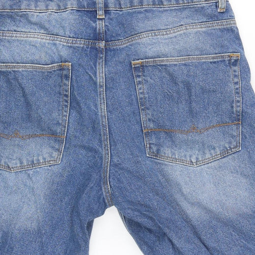 ASOS Mens Blue Cotton Biker Shorts Size 32 in L10 in Regular Zip