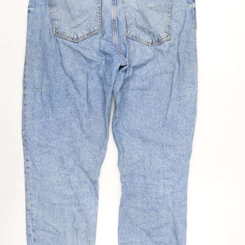 Zara Mens Blue Cotton Straight Jeans Size 32 in L28 in Regular Zip