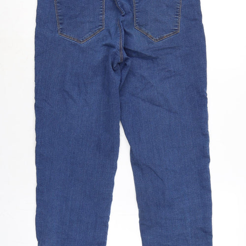 Dorothy Perkins Womens Blue Cotton Blend Straight Jeans Size 12 L26 in Regular Zip - Raw Hem