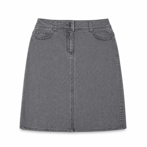 BHS Womens Grey Cotton A-Line Skirt Size 30 in Zip