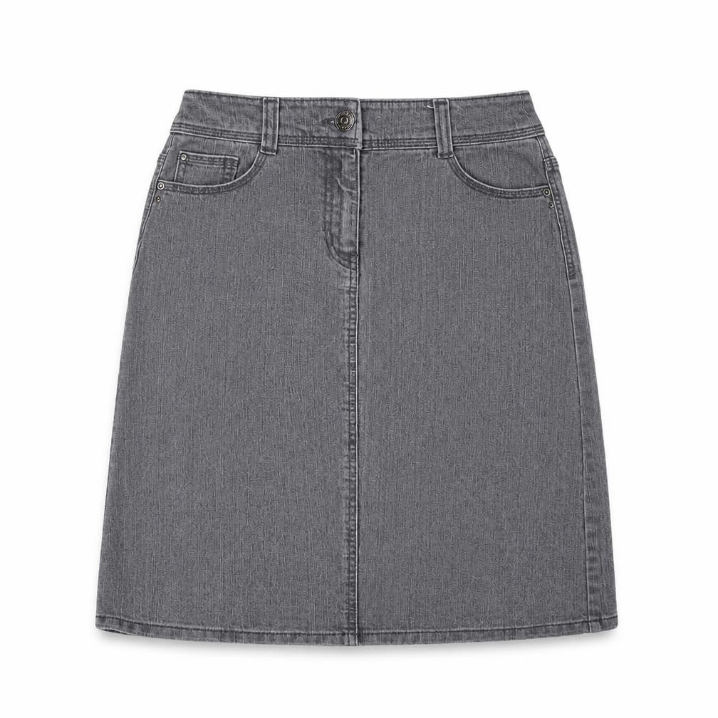 BHS Womens Grey Cotton A-Line Skirt Size 30 in Zip