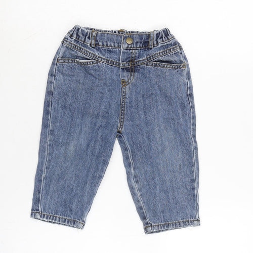 Mon bebe Boys Blue Cotton Capri Jeans Size 24 Months Snap - Inside Leg 9.5in - waist 19In.