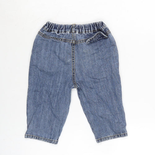 Mon bebe Boys Blue Cotton Capri Jeans Size 24 Months Snap - Inside Leg 9.5in - waist 19In.