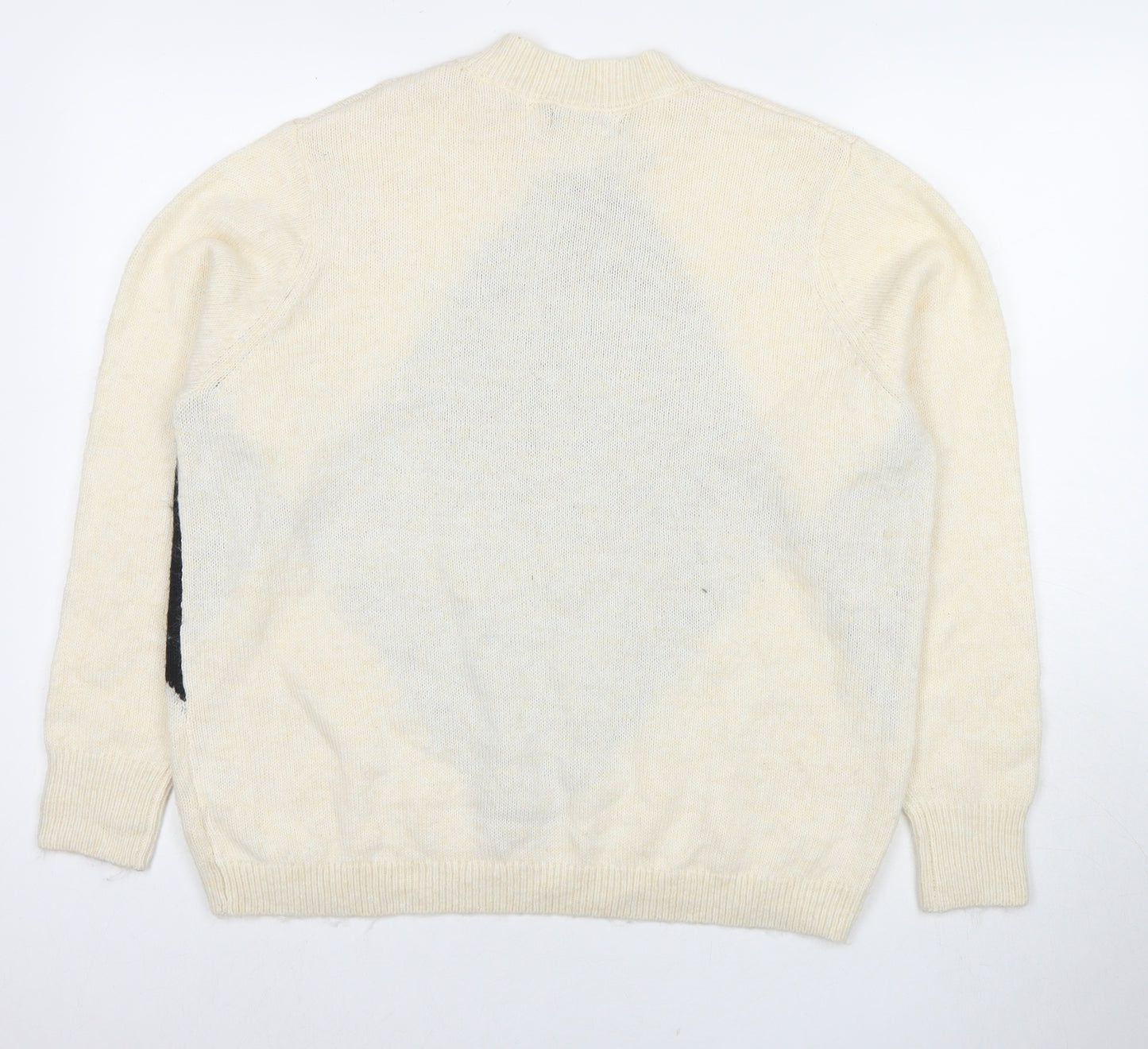 Marks and Spencer Womens Ivory Round Neck Argyle/Diamond Acrylic Pullover Jumper Size L