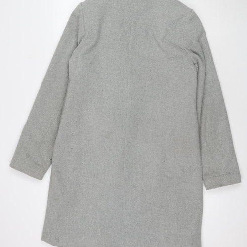 New Look Womens Grey Pea Coat Coat Size 8 Button