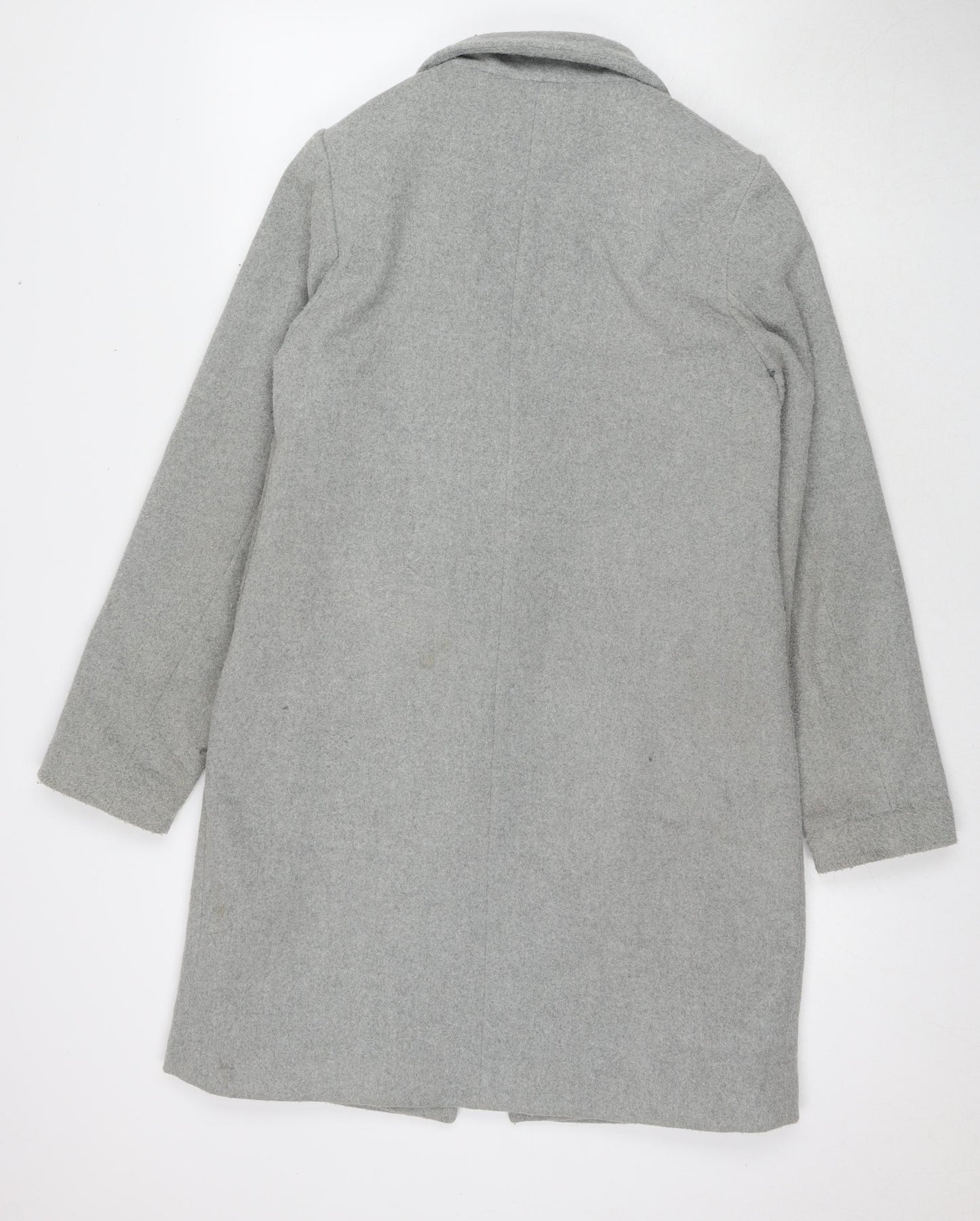 New Look Womens Grey Pea Coat Coat Size 8 Button