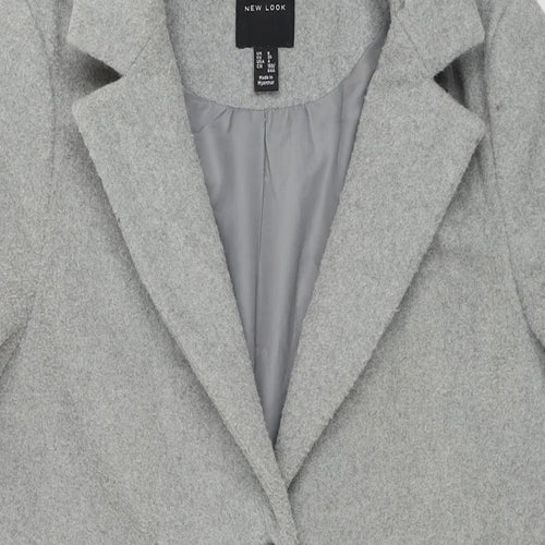 New Look Womens Grey Pea Coat Coat Size 8 Button