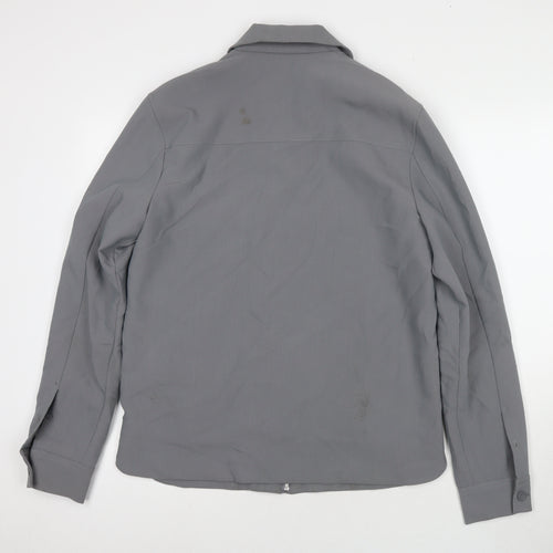 River Island Mens Grey Bomber Jacket Coat Size S Zip