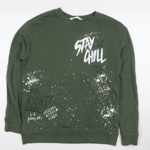 H&M Boys Green Cotton Pullover Hoodie Size 13-14 Years Pullover - Stay Chill
