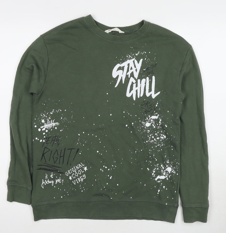 H&M Boys Green Cotton Pullover Hoodie Size 13-14 Years Pullover - Stay Chill