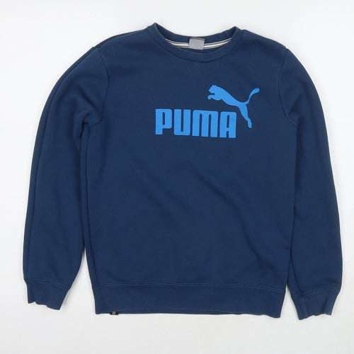 PUMA Boys Blue Cotton Pullover Sweatshirt Size 8-9 Years Pullover - Logo