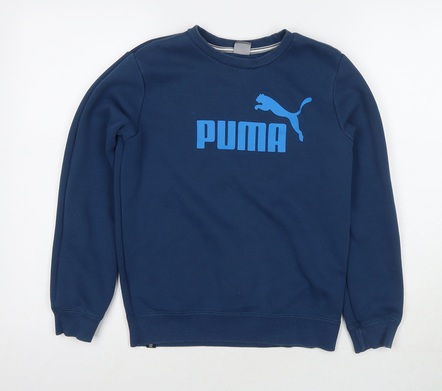 PUMA Boys Blue Cotton Pullover Sweatshirt Size 8-9 Years Pullover - Logo