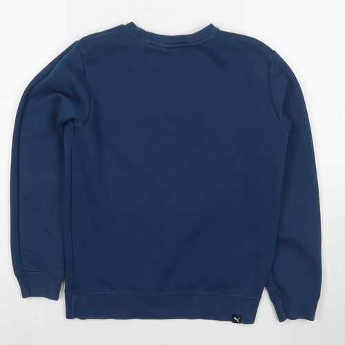 PUMA Boys Blue Cotton Pullover Sweatshirt Size 8-9 Years Pullover - Logo