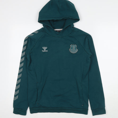 Hummel Boys Green Cotton Pullover Hoodie Size 14-15 Years Pullover - Logo Everton