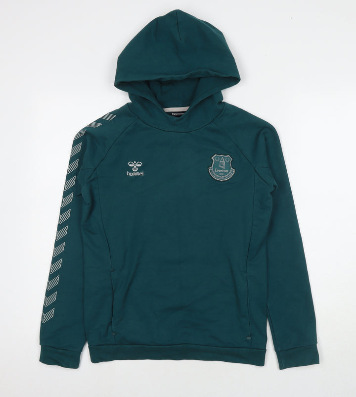 Hummel Boys Green Cotton Pullover Hoodie Size 14-15 Years Pullover - Logo Everton