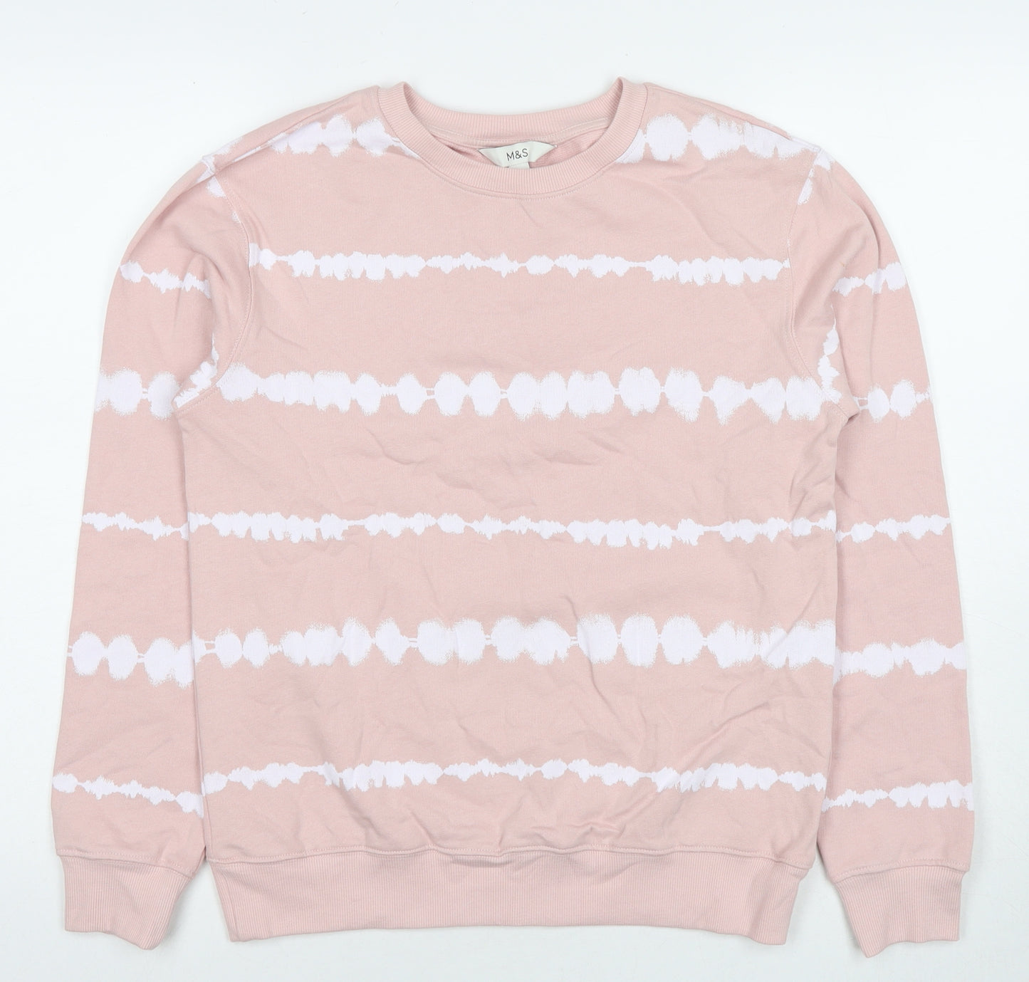 Marks and Spencer Womens Pink Geometric Cotton Pullover Sweatshirt Size XS Pullover