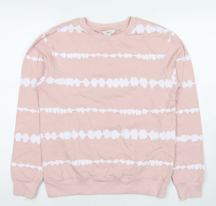 Marks and Spencer Womens Pink Geometric Cotton Pullover Sweatshirt Size XS Pullover