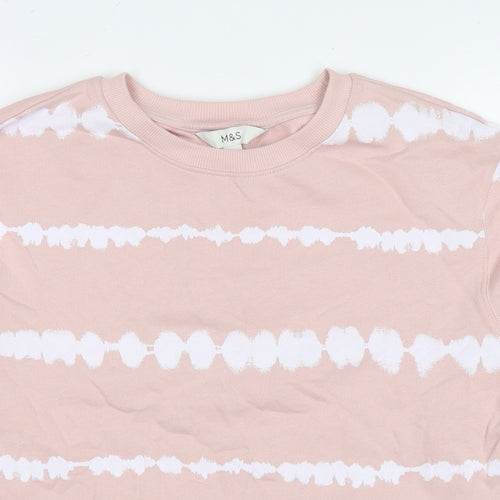 Marks and Spencer Womens Pink Geometric Cotton Pullover Sweatshirt Size XS Pullover
