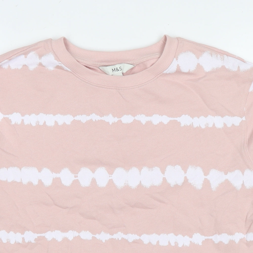 Marks and Spencer Womens Pink Geometric Cotton Pullover Sweatshirt Size XS Pullover