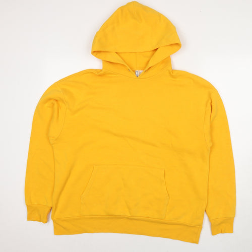 Divided by H&M Womens Yellow Cotton Pullover Hoodie Size L Pullover